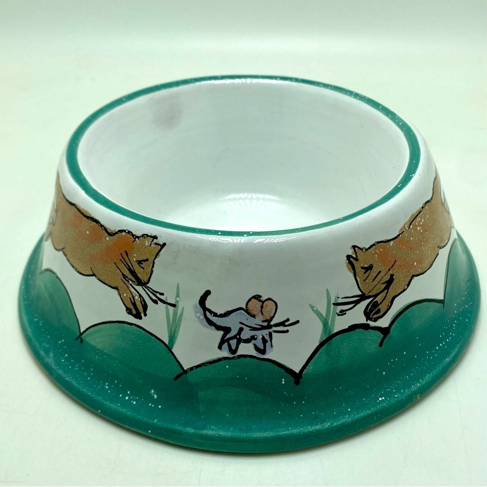 Mesa International Signed Art Pottery Cat Dish
